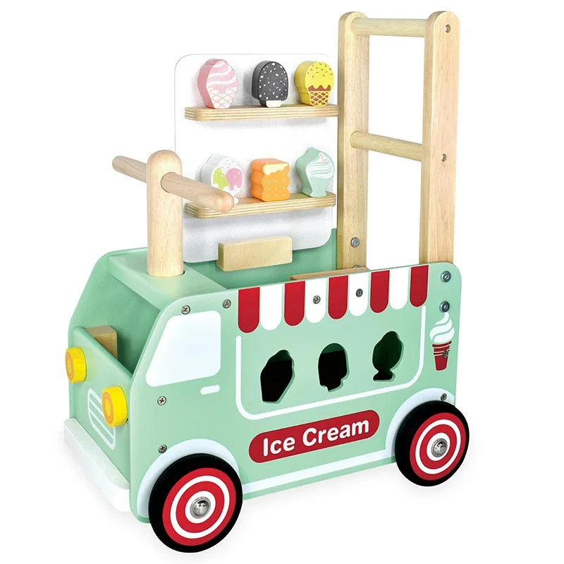 vibrant and colorful wooden toys for toddlers                   Walk and Ride Ice Cream Truck Sorter