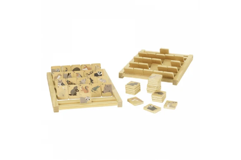 detailed and intricate wooden toys                   Who Am I? (Guess Who Animal Game)