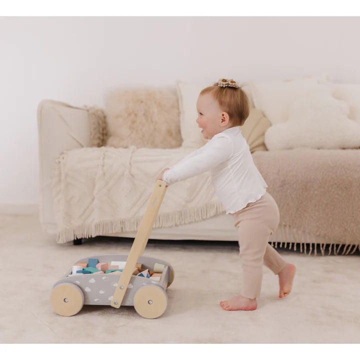 sturdy and long-lasting wooden toys for active play Wooden Baby Push Cart & Walker with Blocks sturdy and long-lasting wooden toys for active play Wooden Baby Push Cart & Walker with Blocks
