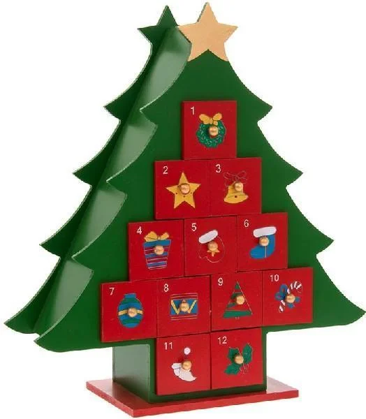 beautifully detailed wooden toys                  Wooden Christmas Tree With Advent Calendar